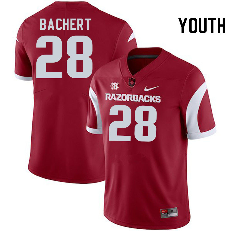 Youth #28 Jezreel Bachert Arkansas Razorbacks College Football Jerseys Stitched-Cardinal